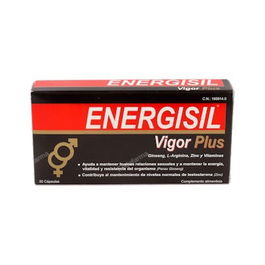 Energisil Vigor Plus Ginseng Arginina Vitaminas y Zinc 30 Cápsulas