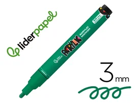 Liderpapel Rotulador Acrilico Base Agua Todo Tipo de Superficie Punta Redonda 3 mm Verde