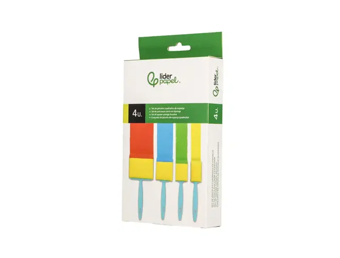 Liderpapel Esponjas para Manualidades Goma Foam Pincel Cuadrado 25/40/50/75 mm Caja 4 Unidades