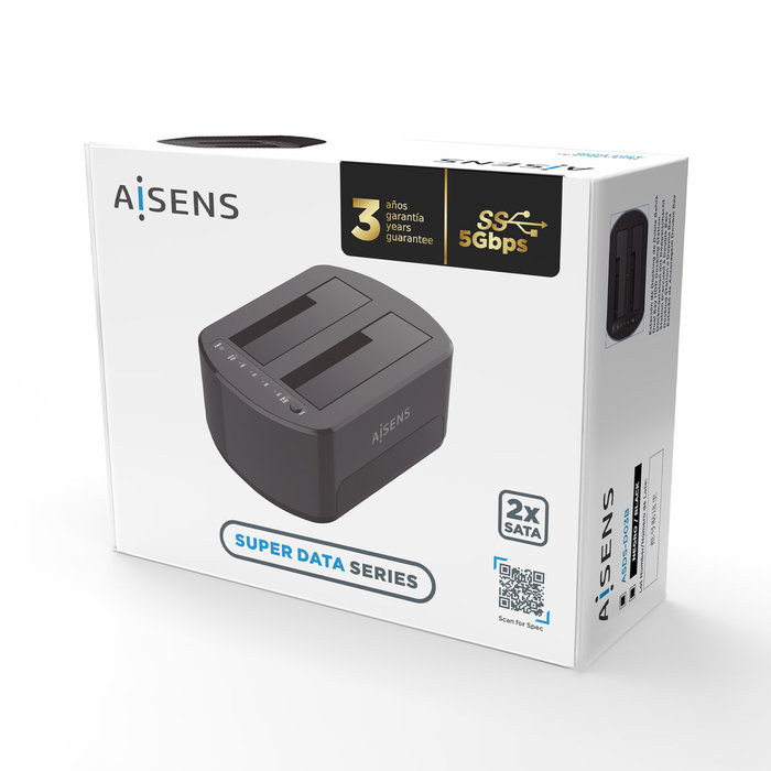 Aisens Estación de Docking de Doble Bahía ASDS-D03B SATA 2.5/3.5 USB 3.0/3.1 Gen1 Negra