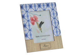 DKD Home Decor Marco de Fotos de Madera 13x18 Azul Natural