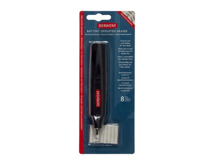 Derwent Goma de Borrar Eléctrica a Pilas con 8 Recambios para Lápiz