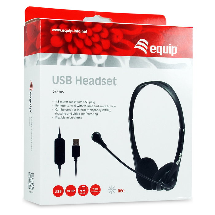 Equip Auriculares 245305 USB tipo A Negro