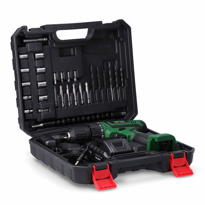 Koma Tools Kit taladro atornillador 14,4 V con 27 accesorios