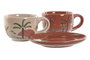 DKD Home Decor Calima 2023 Set de 6 Tazas de Café Boho Terracota Beige Dolomita 18x20x20 cm 180ml Apto Microondas Lavavajillas