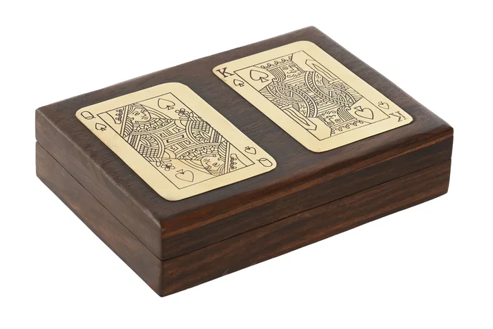 DKD Home Decor Juego Set 2 Sheesham Metal Marrón y Dorado con Cartas