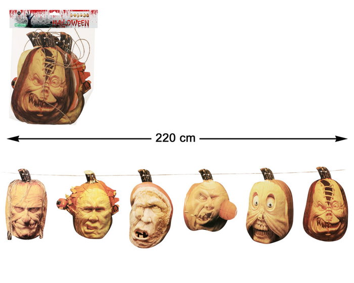 Guirnalda Halloween 220 cm Con Calabazas Monstruosas De Látex Decoración Terrorífica Guirnalda Halloween 220 cm Con Calabazas Monstruosas De Látex Decoración Terrorífica