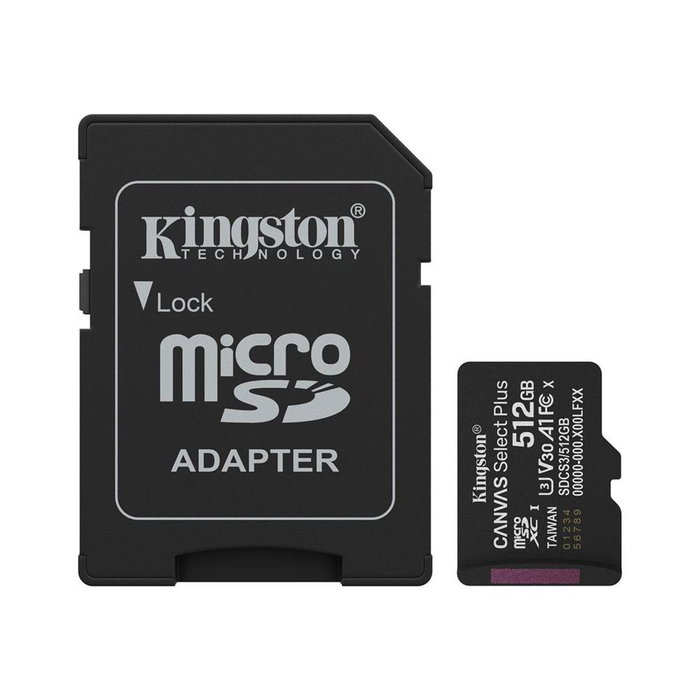 Kingston Canvas Select Plus 512 GB microSDXC con Adaptador SD
