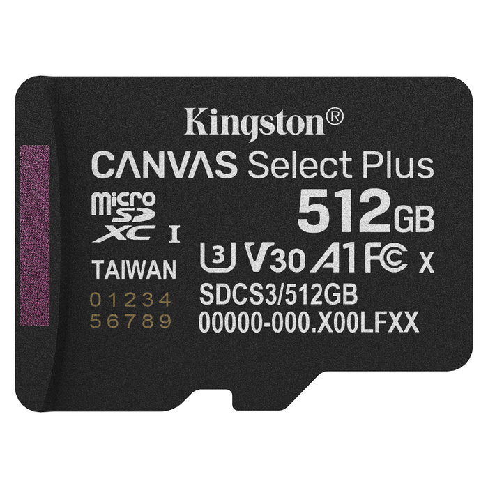 Kingston Canvas Select Plus 512 GB microSDXC con Adaptador SD