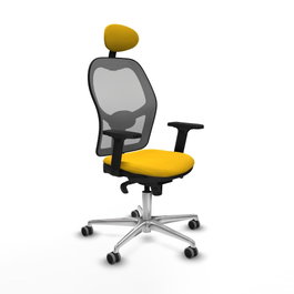PIQUERAS Y CRESPO Silla de oficina Jorquera, Tela Amarillo y Malla Gris