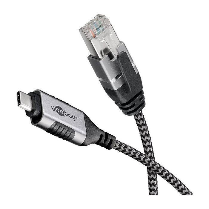 Goobay Adaptador de red USB-C 3.2 Gen2 a RJ-45, 3 metros, negro/gris