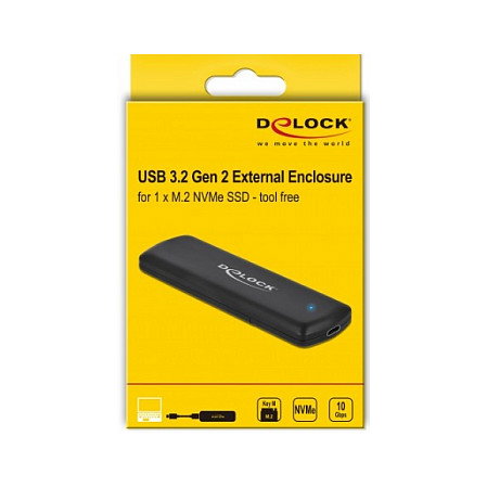 DeLOCK 42615 Caja Externa para SSD M.2 NVMe PCIe con USB 3.2 Gen 2 Tipo C, 10 Gbit/s, Plug & Play, Color Negro DeLOCK 42615 Caja Externa para SSD M.2 NVMe PCIe con USB 3.2 Gen 2 Tipo C, 10 Gbit/s, Plug & Play, Color Negro