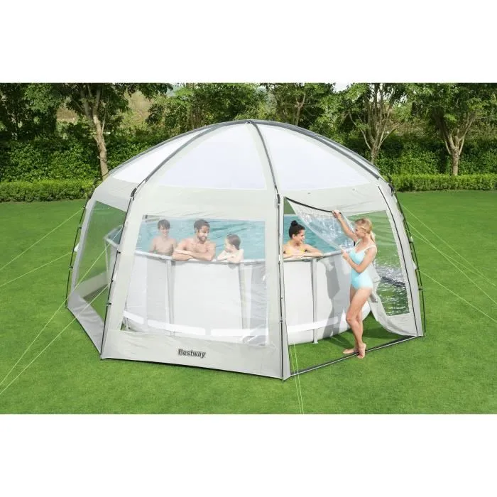 Bestway Cúpula de protección Flowclear para piscinas elevadas redondas 6 x 6 x 2,95 m