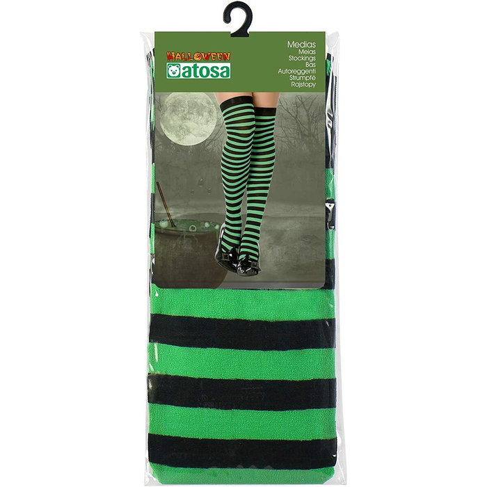 Atosa Medias a Rayas Verde y Blanco para Disfraz de Duende o Elfo