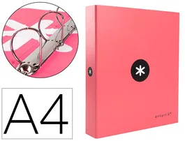 Antartik Carpeta 4 Anillas 40 mm Mixtas A4 Forrada Color Coral