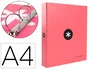 Antartik Carpeta 4 Anillas 40 mm Mixtas A4 Forrada Color Coral