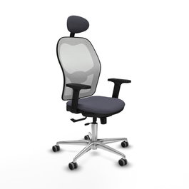 PIQUERAS Y CRESPO Silla de oficina Jorquera con mecanismo Sincro/Traslack, Gris oscuro y Blanco