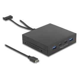 DeLOCK Panel frontal 3.5 pulg USB 3.2 Gen 2 con 2 x USB Type-C y 2 x USB Tipo-A