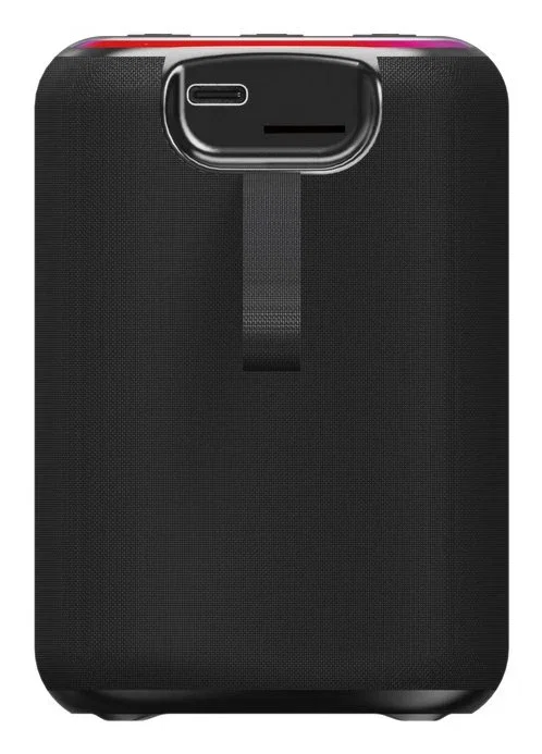 Gembird SPK-BT-LED-08S Altavoz Portátil Bluetooth para Fiestas con Luces LED RGB, Radio FM, Entrada USB/MicroSD, Micrófono Integrado, Batería Recargable, Color Negro