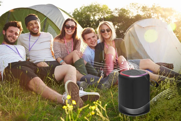 Gembird SPK-BT-LED-08S Altavoz Portátil Bluetooth para Fiestas con Luces LED RGB, Radio FM, Entrada USB/MicroSD, Micrófono Integrado, Batería Recargable, Color Negro