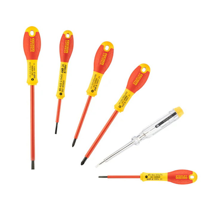 Stanley Juego de 6 Destornilladores Aislados 1000V FATMAX con Pozidriv y Probador