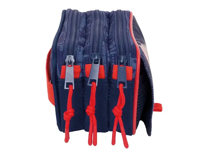 Safta Bolso Portatodo Triple Spiderman, Estuche Escolar con 3 Cremalleras, Dimensiones 100x80x215 mm