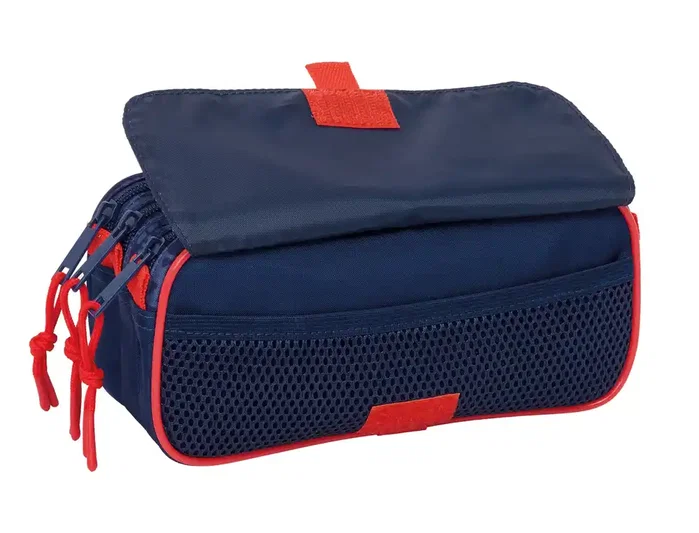 Safta Bolso Portatodo Triple Spiderman, Estuche Escolar con 3 Cremalleras, Dimensiones 100x80x215 mm