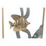 DKD Home Decor Set de 3 Decoraciones de Pared de Metal Azul Marino y Dorado