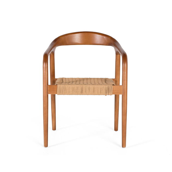 Giner Y Colomer - Lote de 2 Sillas con Brazos de Madera de Caucho, Color Avellana, Asiento con Cuerda Natural Giner Y Colomer - Lote de 2 Sillas con Brazos de Madera de Caucho, Color Avellana, Asiento con Cuerda Natural