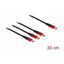 DeLOCK Cable de carga USB 3 en 1 USB Type-C™ a 3 x USB Type-C™ 30 cm Negro, Rojo