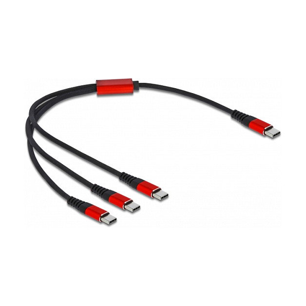 DeLOCK Cable de carga USB 3 en 1 USB Type-C™ a 3 x USB Type-C™ 30 cm Negro, Rojo DeLOCK Cable de carga USB 3 en 1 USB Type-C™ a 3 x USB Type-C™ 30 cm Negro, Rojo