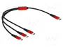 DeLOCK Cable de carga 3 en 1 USB Type-C a 3 x USB Type-C 30 cm Negro/Rojo