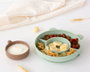 KioKids Plato de Silicona con 3 Compartimentos, Ventosa y Diseño de Oso para BLW, Verde, de Grado Alimentario y Lavavajillas, Edad +6 Meses