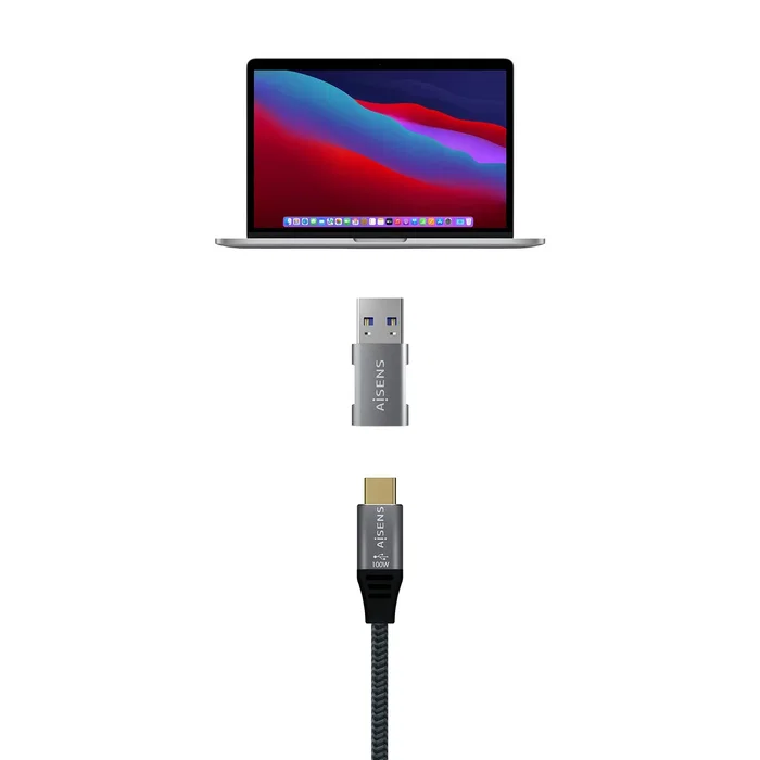 Aisens Mini Adaptador USB 3.2 Gen2 USB-C Hembra a USB-A Macho Gris Aisens Mini Adaptador USB 3.2 Gen2 USB-C Hembra a USB-A Macho Gris