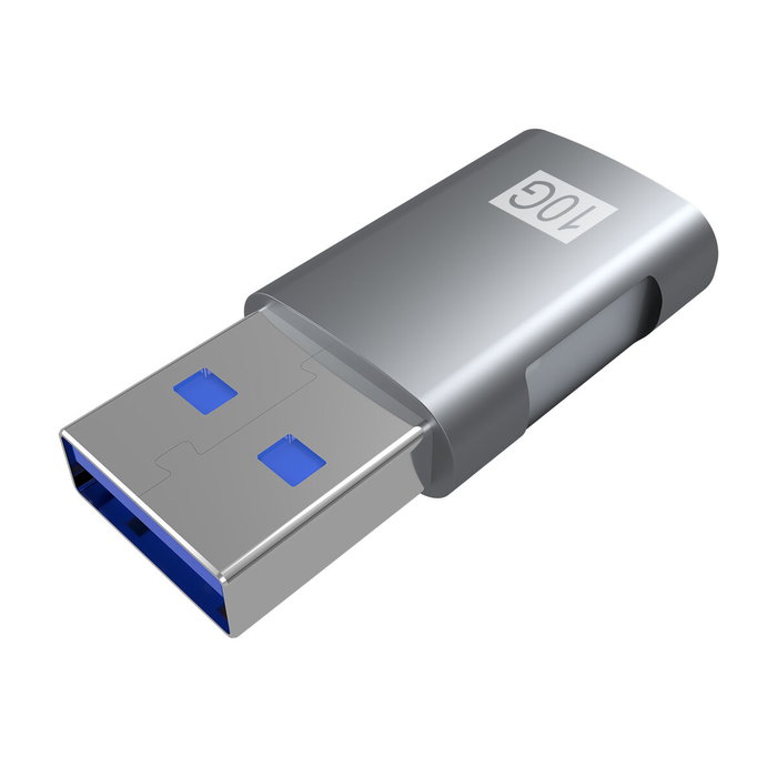 Aisens Mini Adaptador USB 3.2 Gen 2 10 Gbps USB-C Hembra a USB-A Macho Gris Aisens Mini Adaptador USB 3.2 Gen 2 10 Gbps USB-C Hembra a USB-A Macho Gris