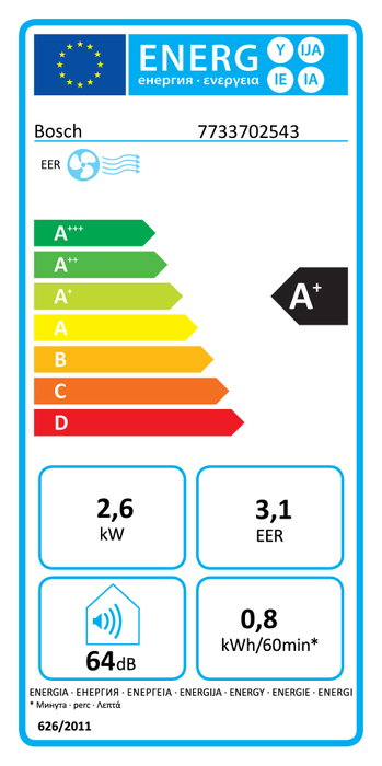 Bosch Cool 4000 Climatizador Móvil Monobloc 2600W 64dB 35m² Blanco