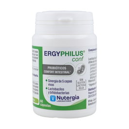 Nutergia Ergyphilus Confort 60 Cápsulas - Probióticos Lactobacillus y Bifidobacterias para Equilibrio Flora Intestinal