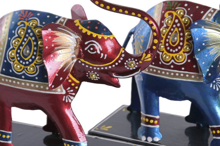 DKD Home Decor Figura de Elefante en Hierro, Surtido Rojo y Azul