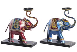 DKD Home Decor Figura de Elefante en Hierro, Surtido Rojo y Azul