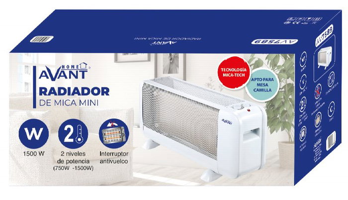 Avant Avant MINI Radiador de Mica, 1500W, 2 Potencias