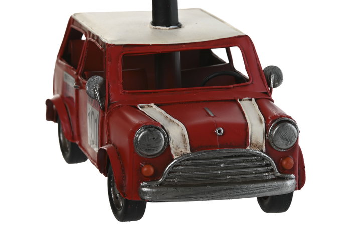 DKD Home Decor Lámpara de Sobremesa Metal Lino Coche Rojo