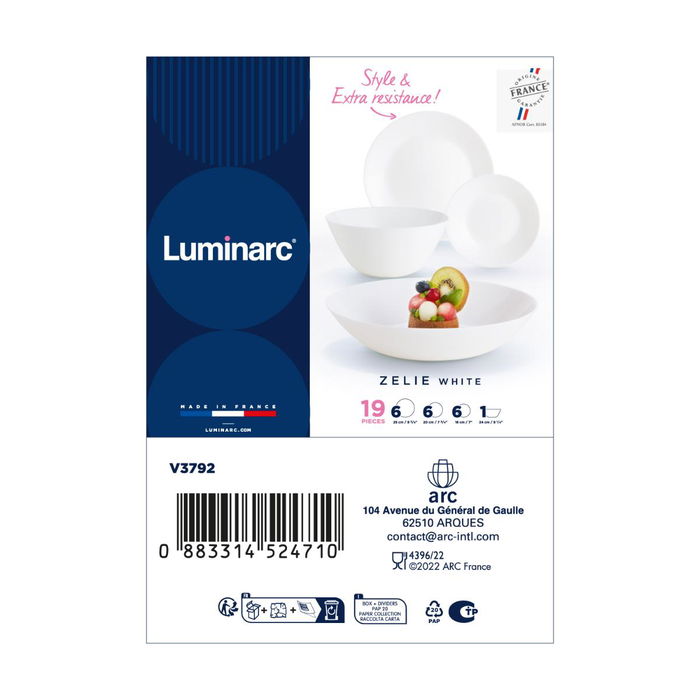 Vajilla Opal Zelie Luminarc 19 Piezas - 6 Personas