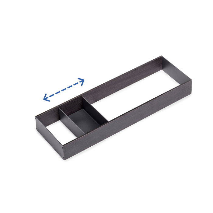Emuca Organizador Orderbox para cajón, 150x470mm, Acero y Madera, Gris antracita