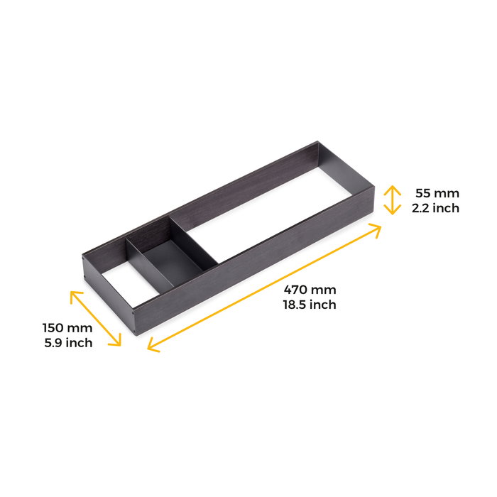 Emuca Organizador Orderbox para cajón, 150x470mm, Acero y Madera, Gris antracita