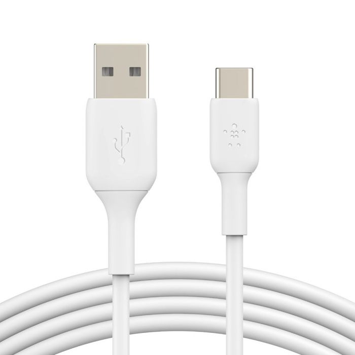 Belkin CAB001bt1MWH Cable USB-C a USB-A, 1 metro, para carga y sincronización de datos, blanco, BoostCharge