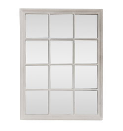DKD Home Decor Espejo Ventana de Paulownia y Cristal Blanco 90x120 cm