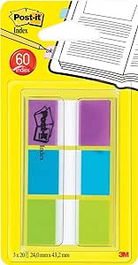 Post-it Banderitas separadoras 680-roy verde, azul y violeta, dispensador funda 3x20, 43.2 x 24 mm