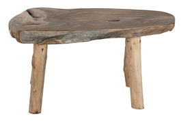 DKD Home Decor Mesa Centro Indonesia 1c24 Item Home Raíz de teca Cristal Natural 120 x 70 x 50 cm