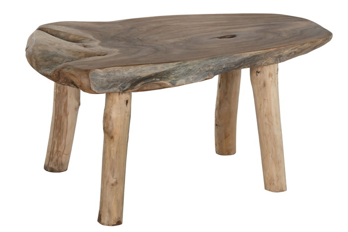DKD Home Decor Mesa Centro Indonesia 1c24 Item Home Raíz de teca Cristal Natural 120 x 70 x 50 cm