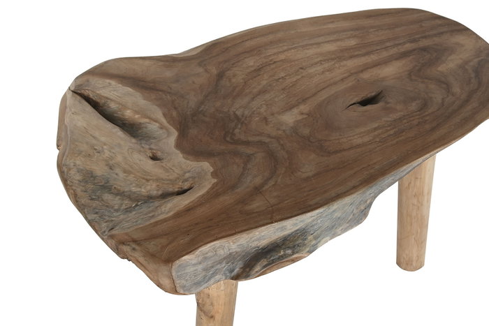 DKD Home Decor Mesa Centro Indonesia 1c24 Item Home Raíz de teca Cristal Natural 120 x 70 x 50 cm